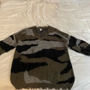 camo ripped sweater never worn